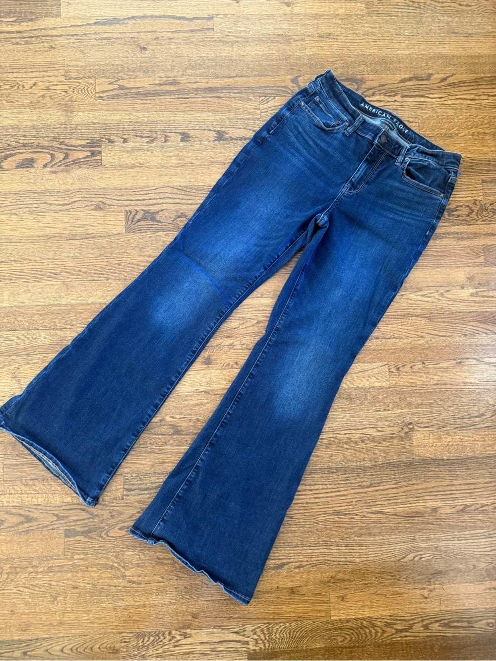 American Eagle Outfitters Deep Blue Flare Jeans - Women